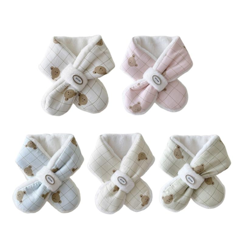 Children's Scarf Autumn/Winter 2024 Cartoon Bear Neckerchief Stylish Thickened Baby Warm Neck Scarf Trendy Neckwear