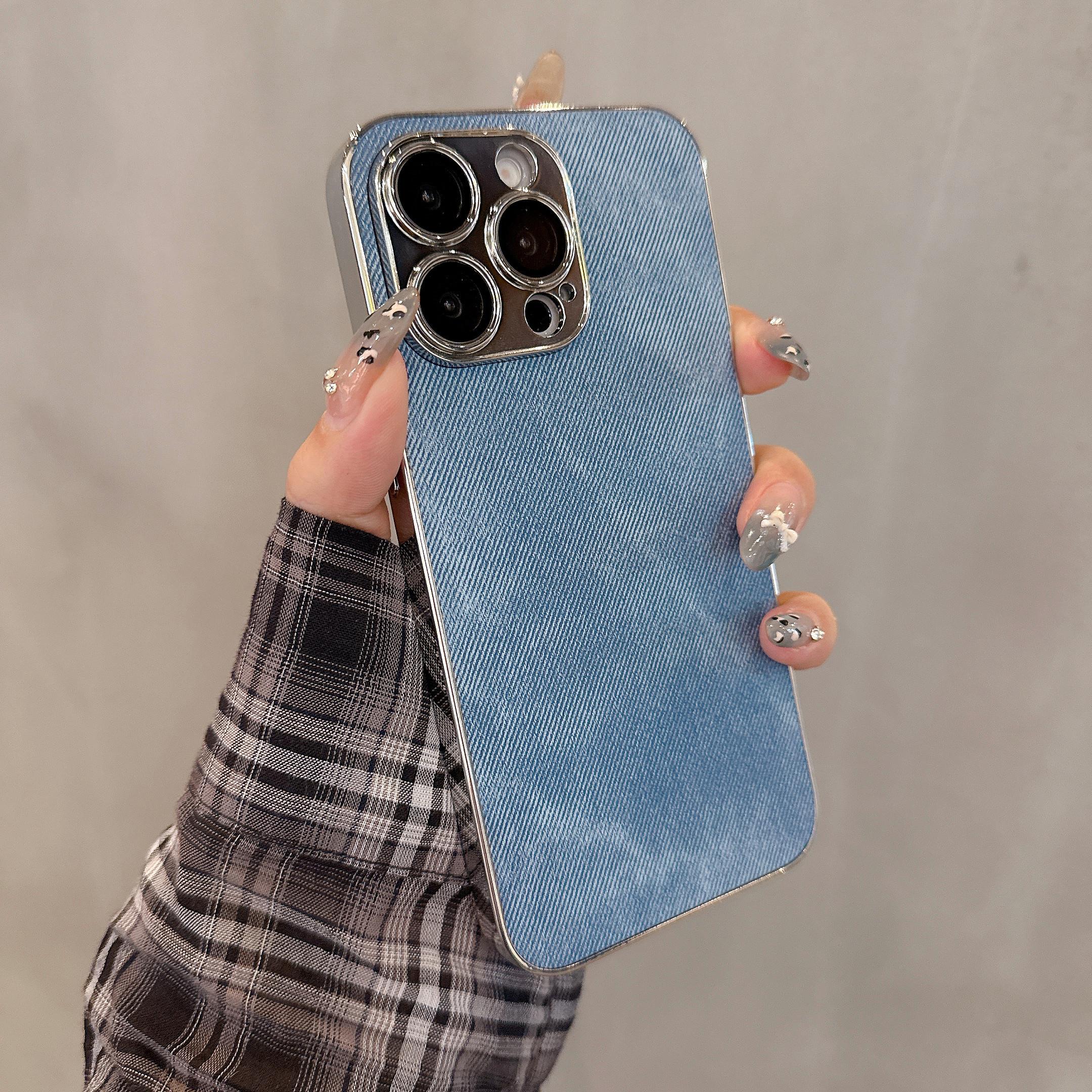 

Electroplated Cowboy Pattern Phone Case for iPhone 17/16/15/14/13/12/11 pro Max - Shockproof Back Cover with Camera Protection iPhone 13 Pro Max світло-синій колір
