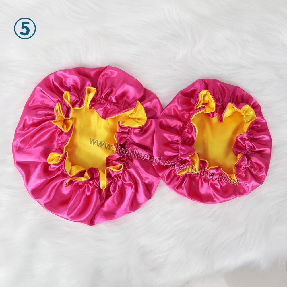 Wholesale Hair Sleep Cap Women Solid Color Satin Bonnet Set Double Layer