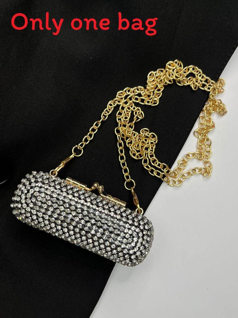 Water Diamond Mini Box Bag With Lock For Evening Outfits