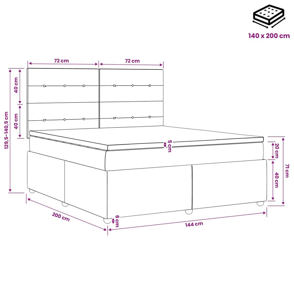 Box Spring Bed with Mattress and Headboard Pink 140 X 200 Cm Velvet