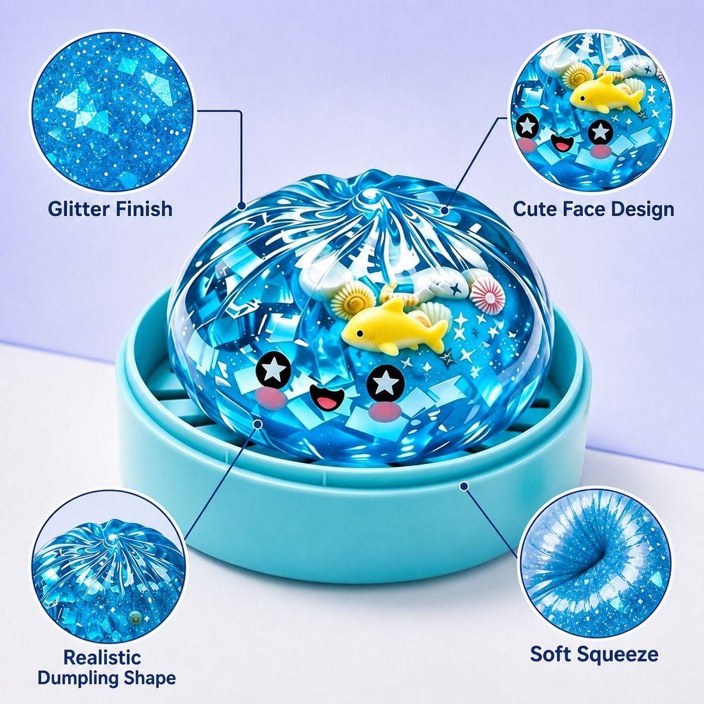 Marine Animal Shells Dumplings Squeeze Toy Glitter Squeeze Toy Home Decoration