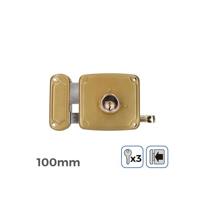 Serrure Gauche 100mm 3 Clés Inclus