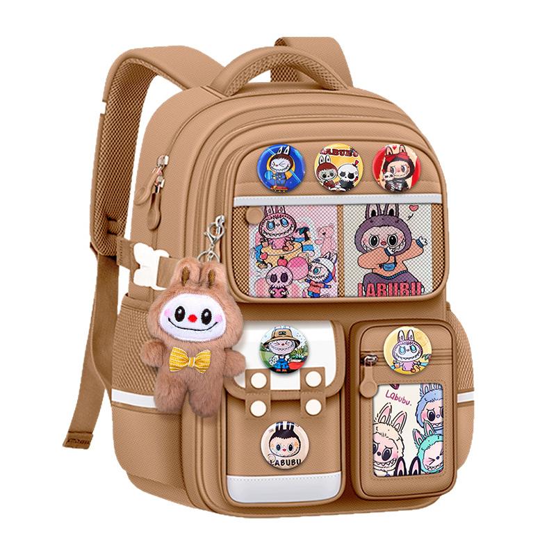 New Cartoon LABUBU Schoolbag Lightweight Burden-reduced Ridge Protection and Large-capacity Children's Schoolbag Backpack for Grades 1-6