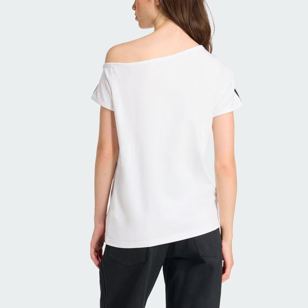 Adidas Originals Campus 2000 Schulterfrei Logo Streifen Asymmetrischer Ausschnitt Schulter Sport Kurzarm T-Shirt Damen Oberteile KC8795