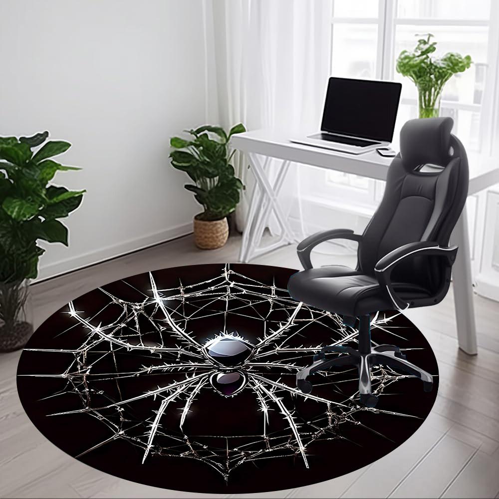 1PC Spider Web Office Round Rug, Non slip, Soft and Durable Office Rug for Interior Decoration, Perfect for Office