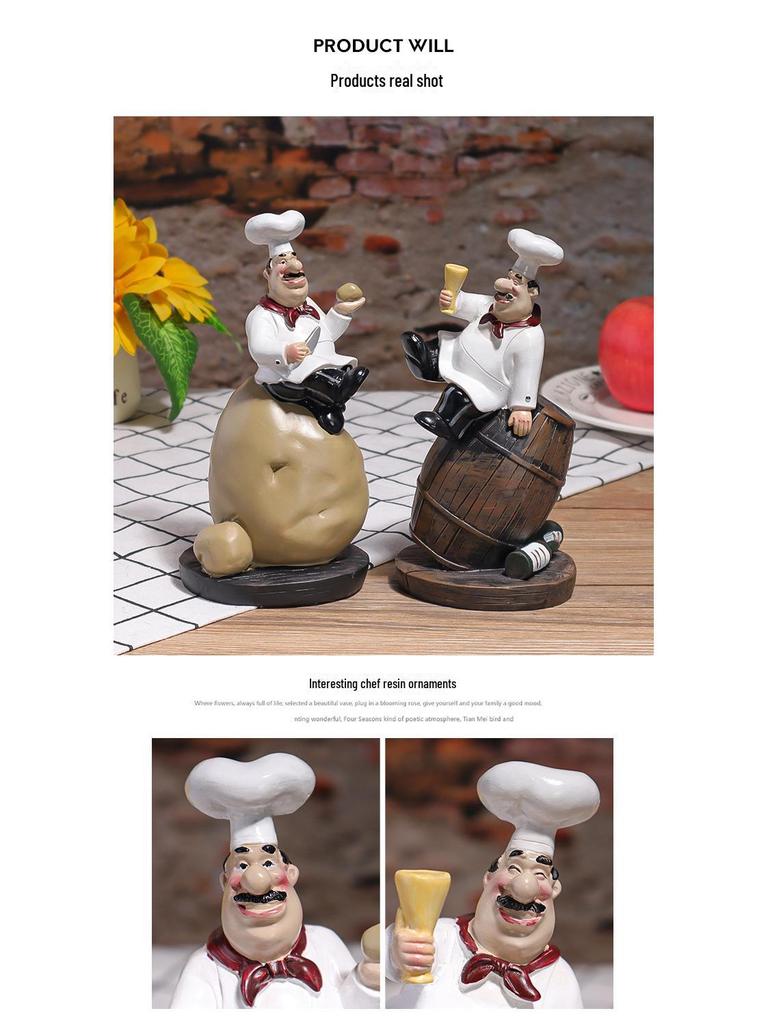 Rustic Country Chef Potato, Bread & Wine Table Ornaments