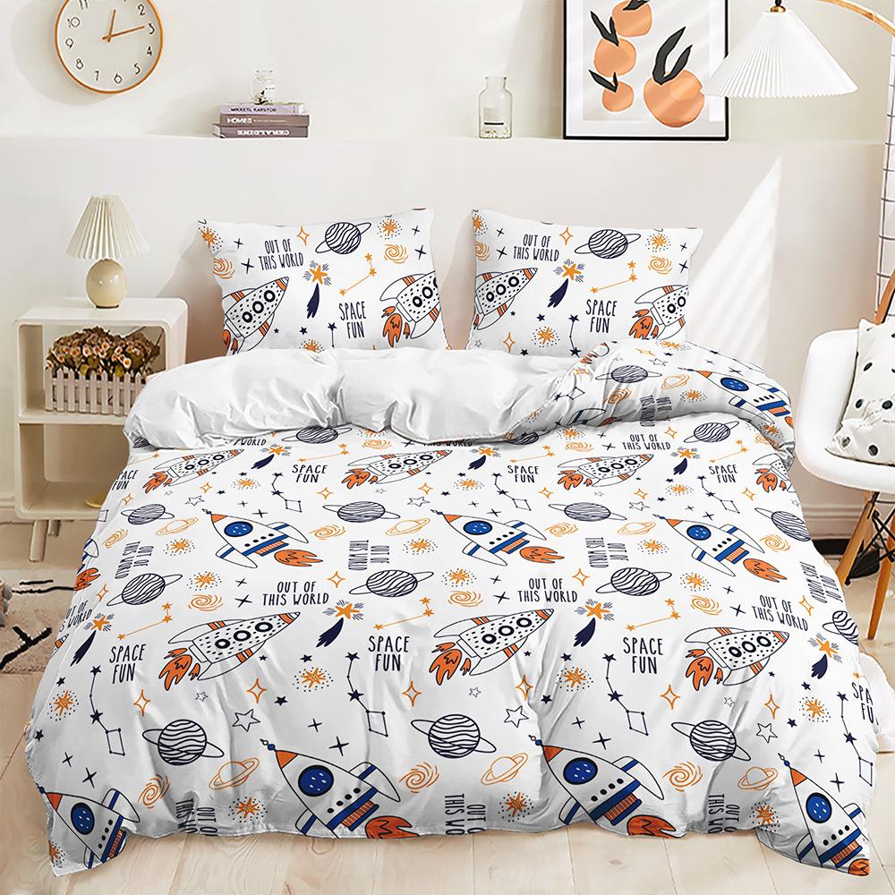 Three-Piece 3D Quilt Cover Spaceship Children'S Kit Bedding