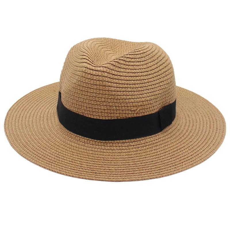 Spring and Summer Selling Straw Hat Square Black Ribbon Hat for Men and Women Jazz Hat Panamahat