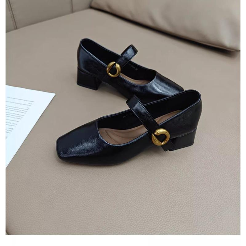 Fashion Mary Jane's 2025 New Square Toe Shallow Single Shoes Women's Block Heel