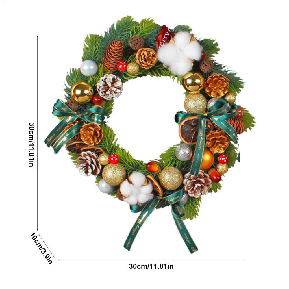 

Christmas Wreath Realistic Decoration with Pine Cones Bows Balls Artificial Festival Wreath for Door Wall Porch Indoor Outdoor