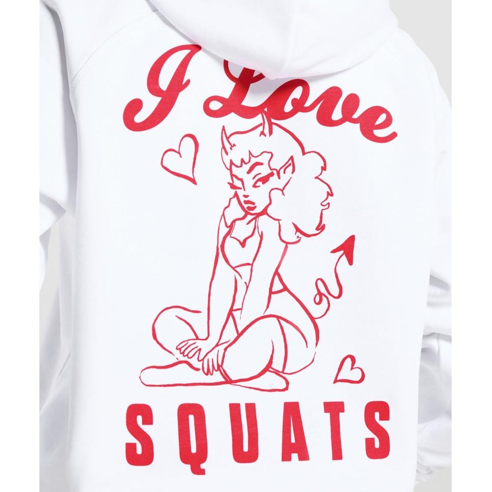 Gymshark Sudadera con capucha I Love Squats blanca B1c9e Wb57