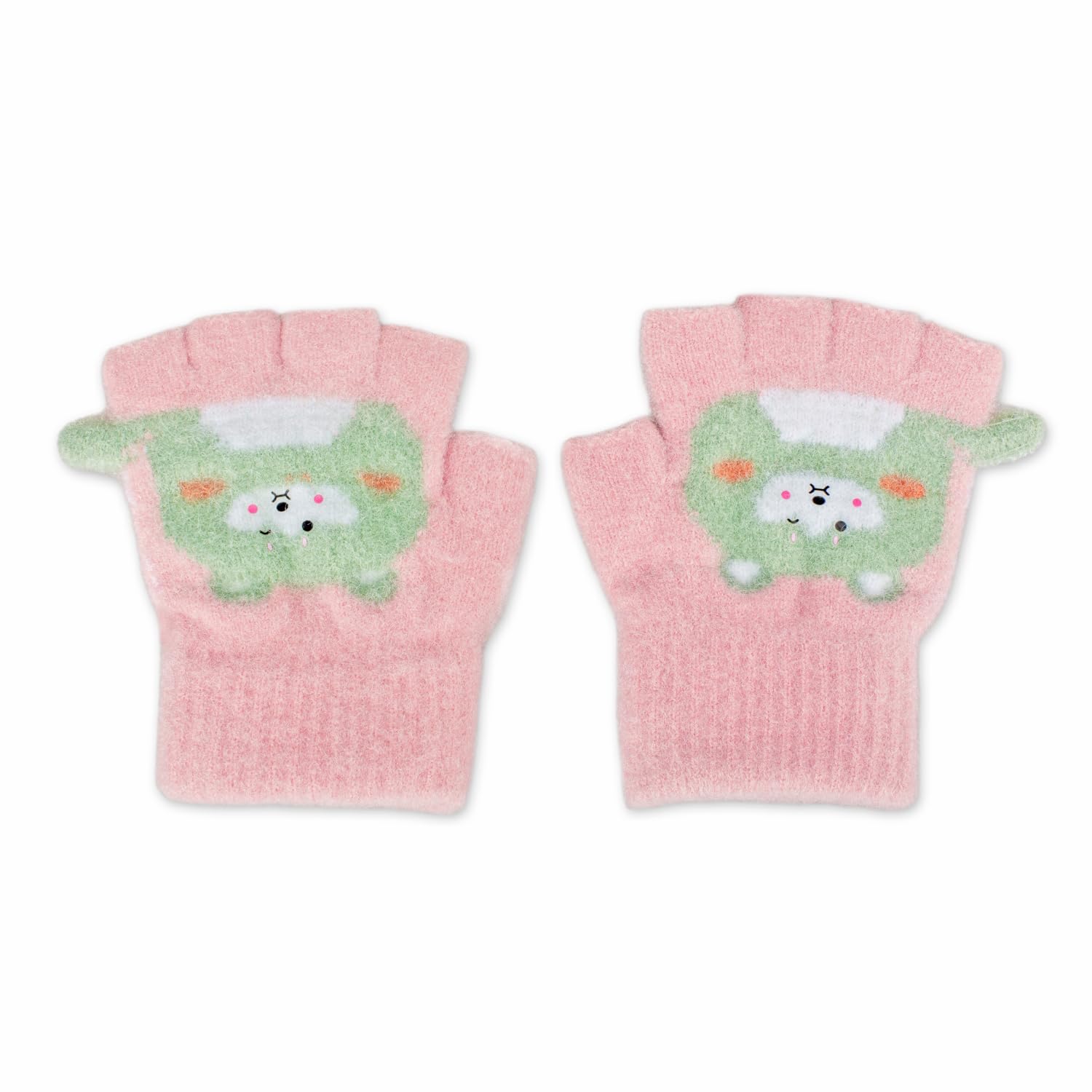 

KoMe Fingerless Gloves for Kids Warm Gloves for Perfect for Fall and Keeping Warm at Home and at School (Ages 1-3), Knit, Unisex, Cute, Half-Finger розовый