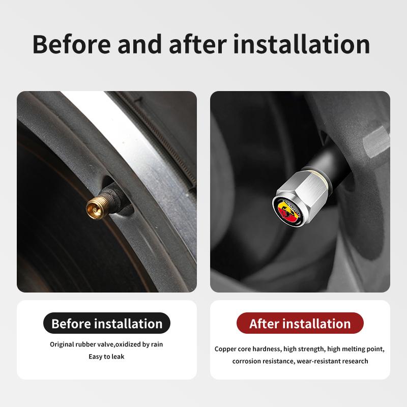 For Abarth Car Wheel Tire Valve Caps Stem Case Auto Logo Styling FIAT 500 Tipo FR Panda Argo Freemont Bravo Punto