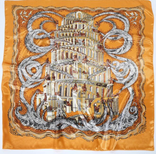 New Designs 90*90cm Square Silk Scarves Women Foulard Head Scarf Ladies Shawl Wrap Bandanna Female Chiffon Hijab Beach Scarf