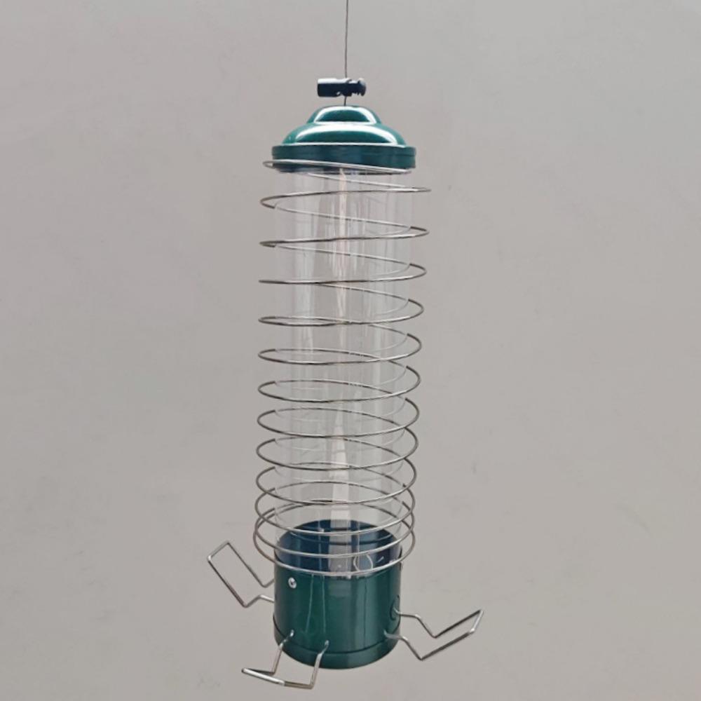 

Squirrel Proof Spiral Coil Bird Feeder Bite Resistant Heavy Duty Hanging Hummingbird Feeder Metal Bird Food Container Outdoor зелений