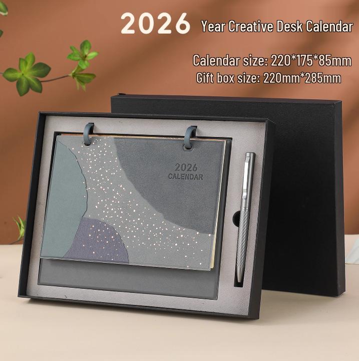 2026 Year of the Horse Leather Desk Calendar: Customizable High-End Planner & Desktop Ornament