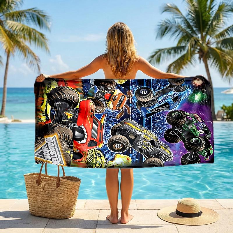 Ręcznik plażowy Monster Machines Fashion: Idealne na letnie przygody Miękkie, chłonne i szybkoschnące, odpowiednie do pływania i kąpieli
