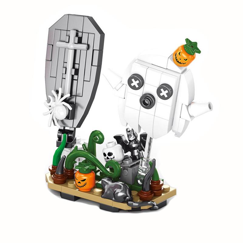 MOC Giocattoli in Mattoncini Set di Costruzione Testa di Zucca di Halloween Fai da Te Figure di Soldato Scheletro Regalo Bambini Natale Halloween