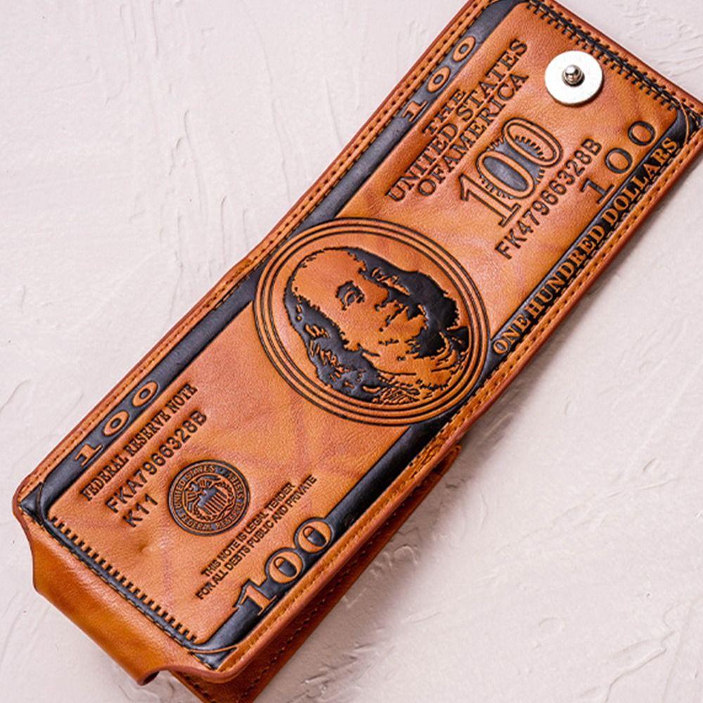 PU Leather Men's Wallet US Dollar Pattern Photo Card Holder Fashion Design PU Clutch Bag  Travel