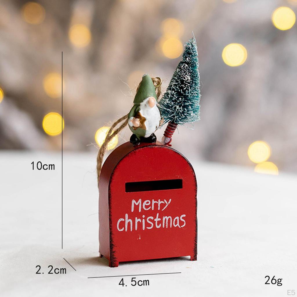 Christmas Hanging Charms Scene Layout Props Resin Statue DIY Crafts Mailbox for Indoor Centerpiece