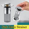 Bathroom Sink Drain Strainer Universal Pop-Up Sink Hair Catcher Anti-Clog Stainless Steel Drain Filter Basket For Washbasin