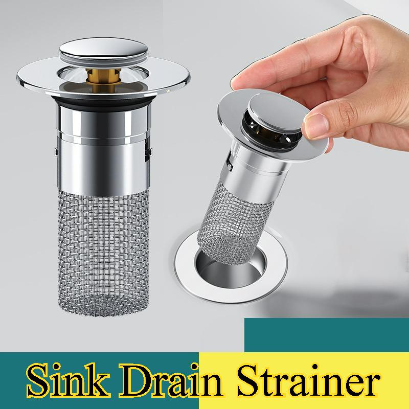 Bathroom Sink Drain Strainer Universal Pop-Up Sink Hair Catcher Anti-Clog Stainless Steel Drain Filter Basket For Washbasin