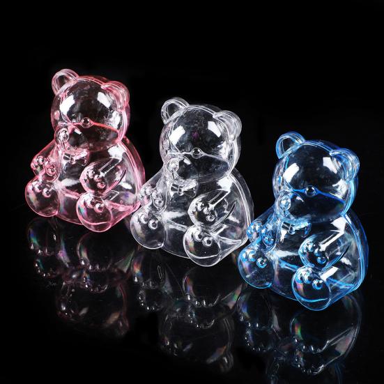 Bear-Shaped Candy Box Large Capacity Clear Plastic Storage Container Reusable Decorative Candy Storage Jar