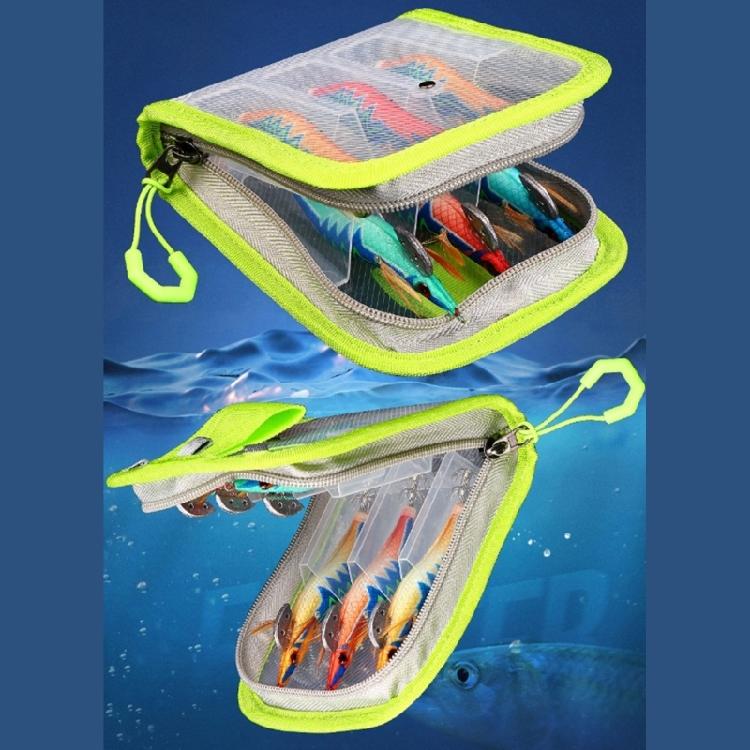 Portable Fishing Squid Jig Lure Hook Bags Clear Storage Case for Squid Hook Baits 6 Compartment Fishing Tackle Organizers