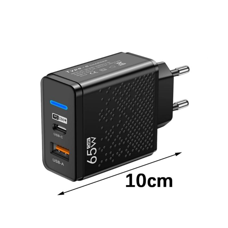 Multifuntional 65W Wall Charging Adapter USB Type C Port Intelligent Power Desktop Charging Station Plastic Texture