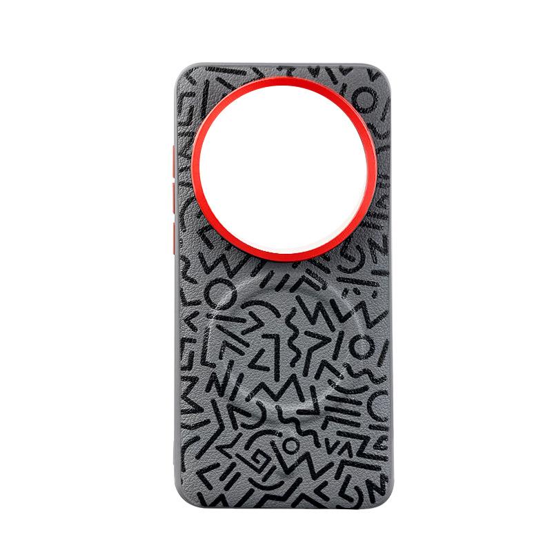 Magnetische Leder-Handyhülle für Xiaomi 15 Ultra Großer Metall-Len, Mi13 14 Ultra 15 Pro Geometrische Graffiti Schutzhülle