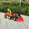 Pedal Tractor with Trailer, Front Loader, Adjustable Bucket, Tractor Pedal Vehicle for Children from 3 Years Red