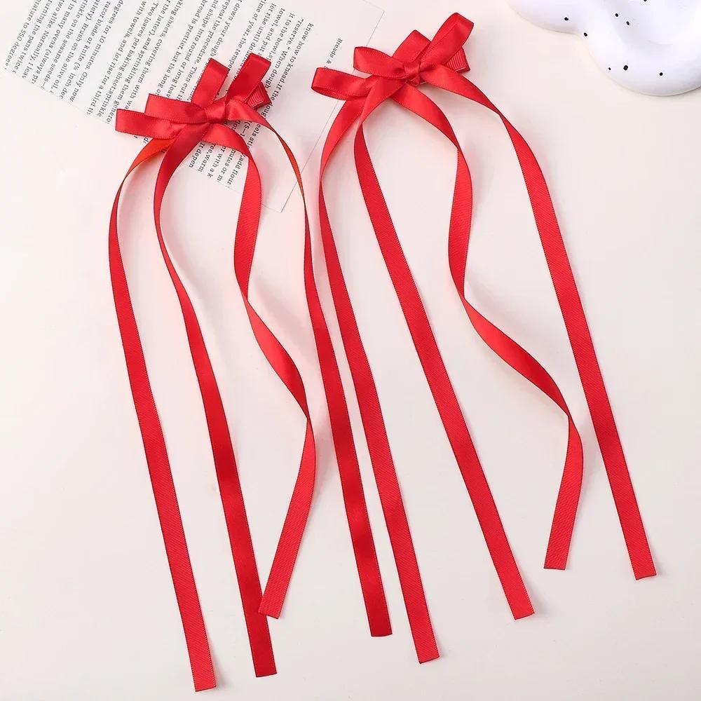 2 Pcs Fabric Hair Bow Hairpin for Women Girls Ribbon Hair Clips Headwear Black White Bow Top Clip Female Hair Accessories