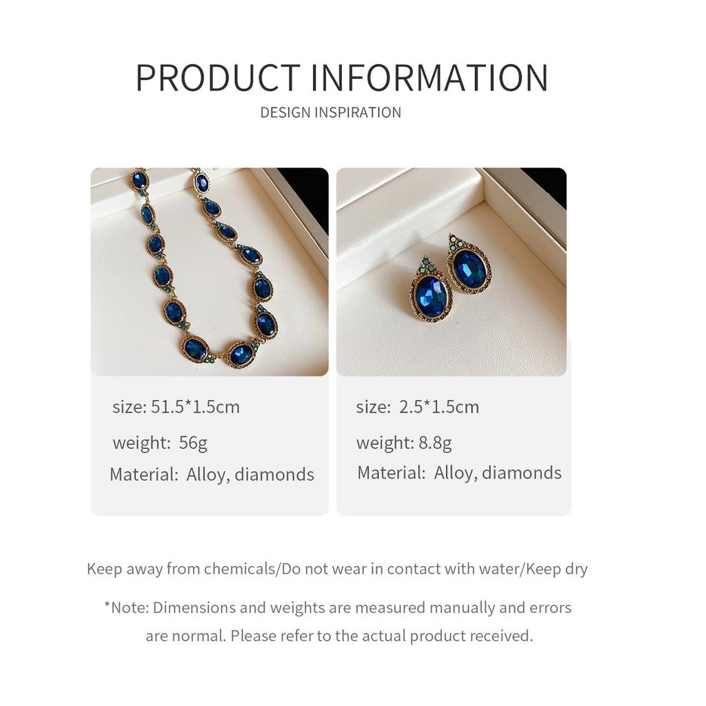 Zircon-set Oval Earrings Light Luxury High-end Simple Necklace Simple 2025 Korean Fashion Versatile Zircon Set for Women
