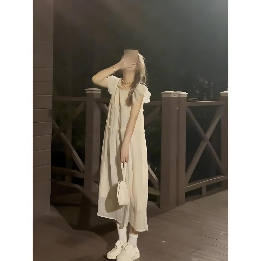 Xiaofei Sleeve Dress Women's Summer New Small Casual Pear-shaped Figure Seaside Vacation Dress