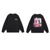 Unisex Oversized Crewneck Fleece-Lined Cotton Sweatshirt With Dice Letter Print Winter Casual Wear
