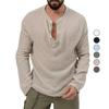 New Autumn Long Sleeve T-shirt Men's Loose Button V-neck Top
