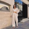 European & American Style Solid Color Lapel Long Sleeve Shirt with Casual Pants Two-Piece Set for Autumn 2025