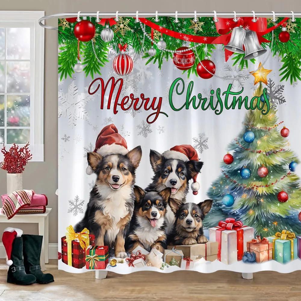 

Christmas Snowman Shower Curtain Sundee Old Man Elf Coloured Balls Gifts Red Truck Christmas Tree Shower Curtains Bathroom Decor 90x180cm35x71in