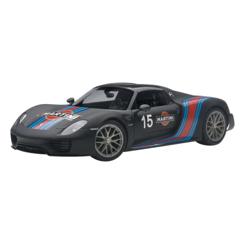 

AUTOart 1/18 Scale Porsche 918 Spyder Weissach Package Black with Martini Stripes