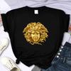 Medusa Marca de Lujo para Mujer Camiseta de Verano con Estampado de Alta Calidad Informal Oversize Y2k Personalidad Manga Cuello Redondo