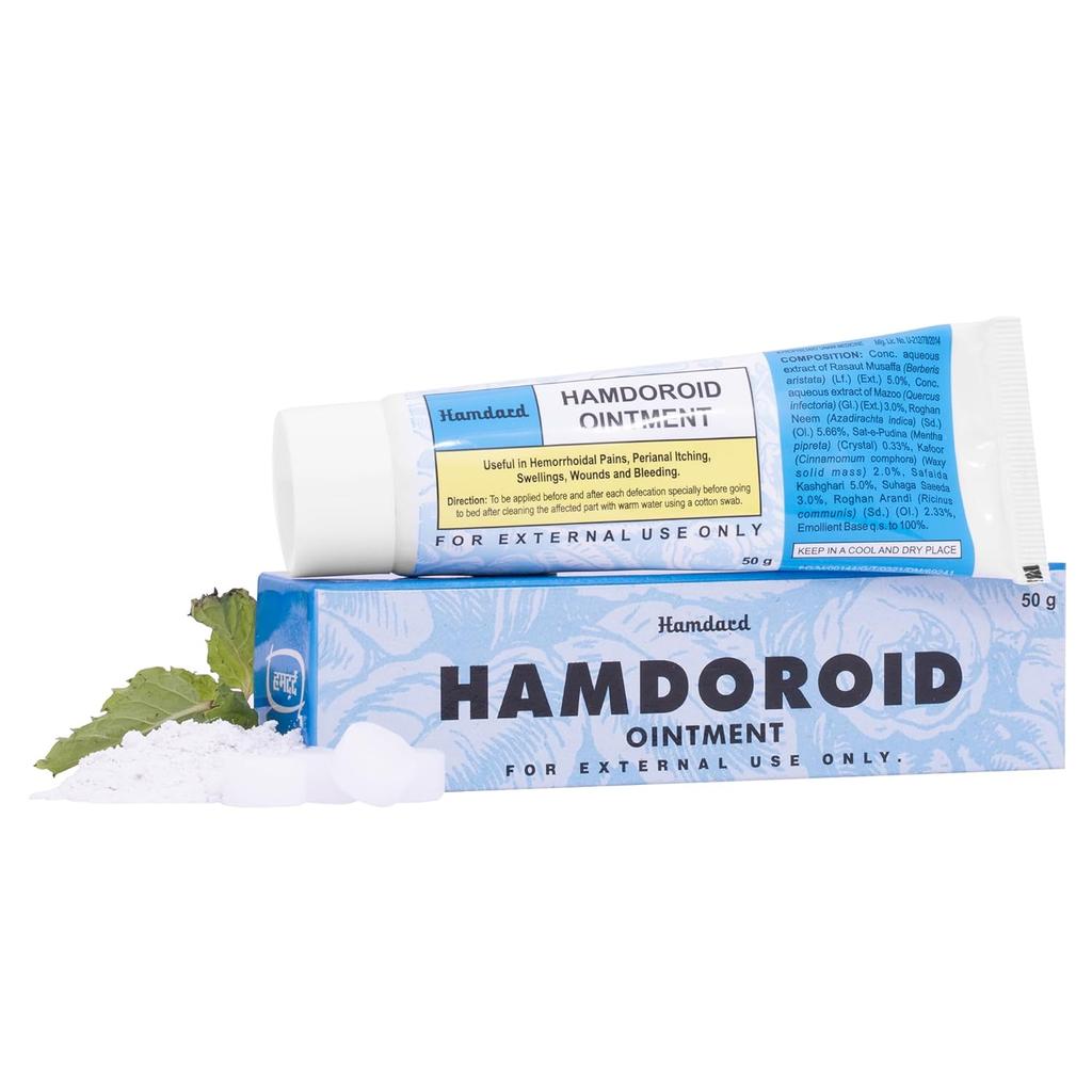 Hamdard Hamdoroid Ointment 50 Gm Pack of 2 Natural Herbal Relief for Hemorrhoids Pain and Swelling