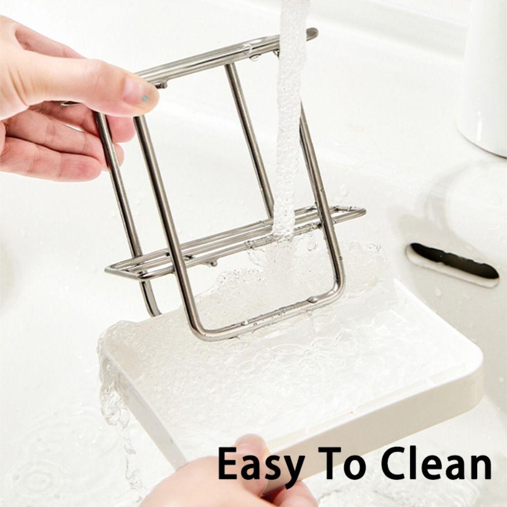 Simple Stainless Steel Toothbrush Holder with Tray Multi-functional Washbasin Storage Rack Drainage Storage Box Home