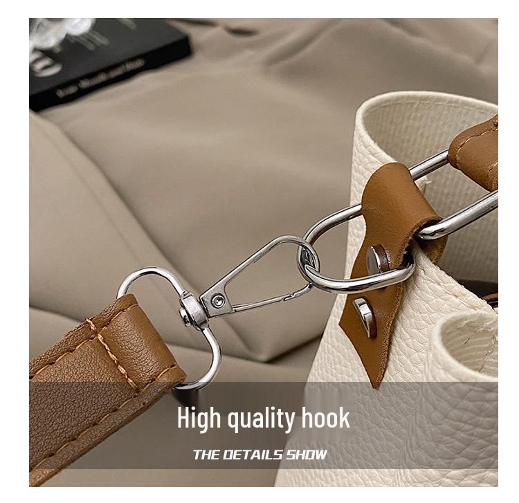 2025 Women's Color Block Bucket Bag - Korean Style Versatile Handbag and Crossbody for Ladies