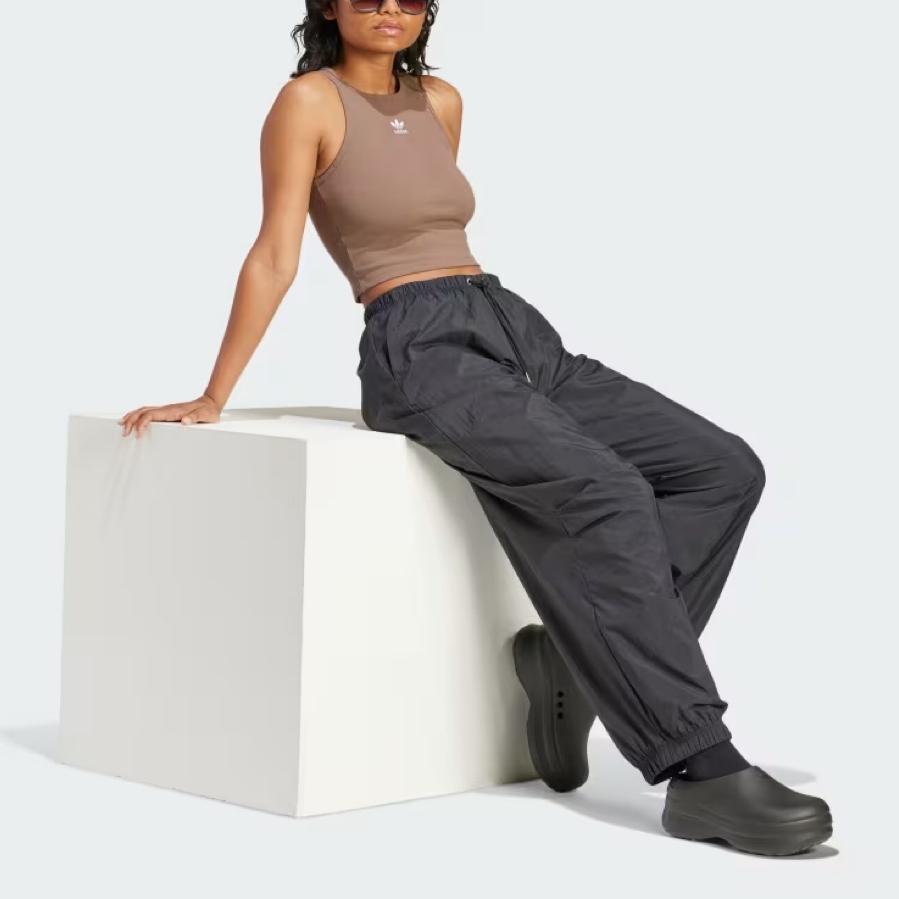 Adidas Originals Essentials Ribbed Tank Top With Logo Women Tops Brown IR5931