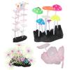 5Pcs Aquarium Ornament Glowing Silicone Simulation Aquarium Mushroom Coral Decoration for Fish Tank