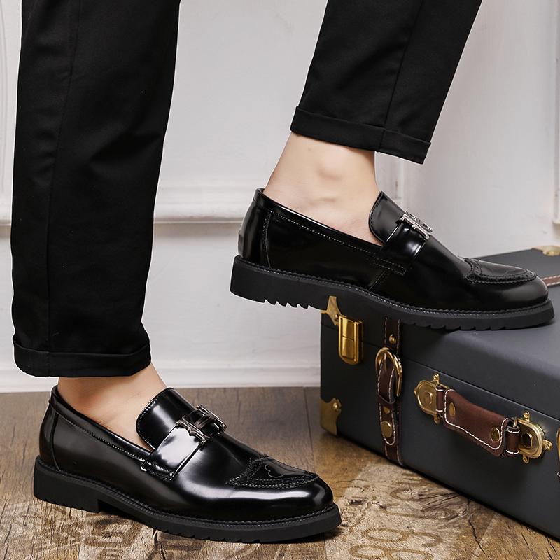 Fashion Leather Casual Shoes Men Loafers Luxury Design Slip On Male Dress Shoes Leisure Style Big Size Good Wear-resistant Sole
