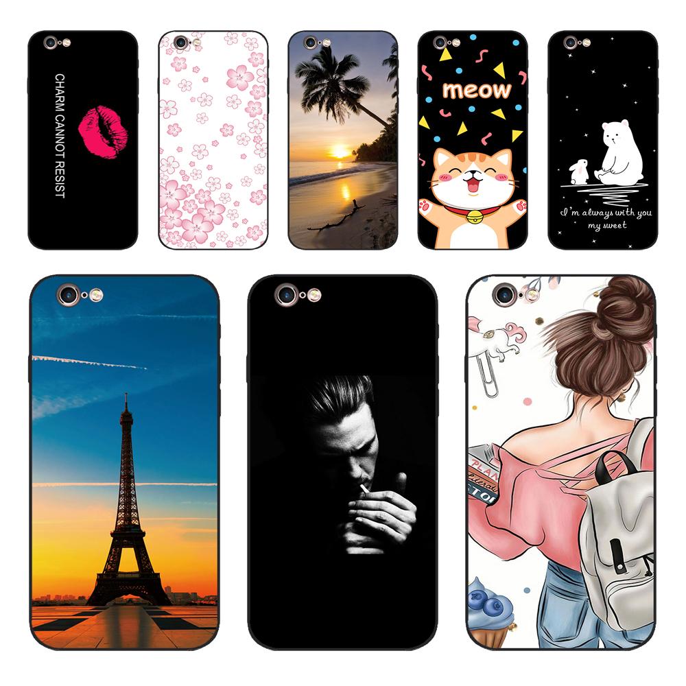 For iPhone 5s SE 5 Case Cover Silicone Soft TPU Cover Print Flower Cute Animal Phone Case For iPhone 6s 6 7 8 Fundas Cases