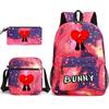 Popular Novelty Cool Bad Bunny Print 3pcs/Set Pupil School Bags Laptop Daypack Backpack Inclined Shoulder Bag Pencil Case