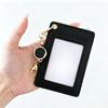 Retractable Work Badge Reel PU Leather Student Card Sleeve Compact ID Card Holder  Work Use
